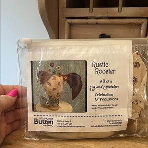 Just Another Button Company Rustic Rooster Pincushion Kit NWT